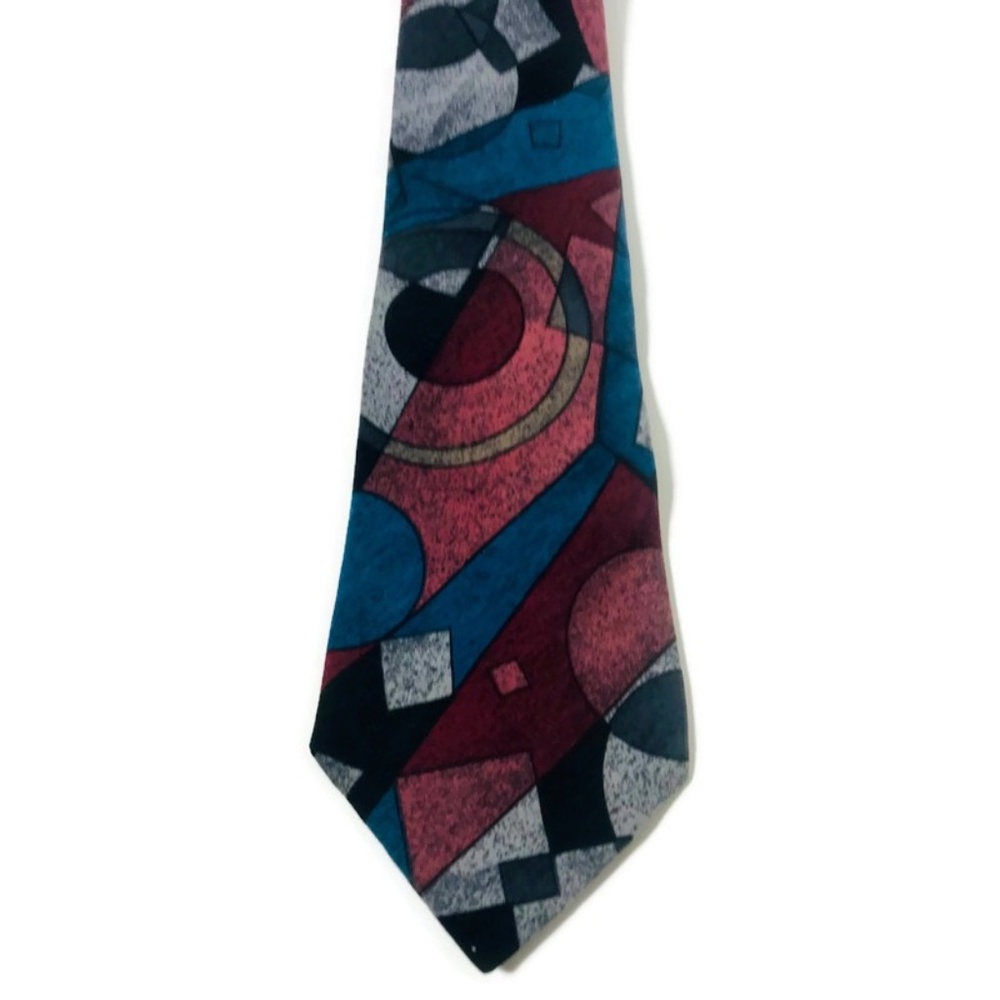 VTG BUGLE BOY Abstract Geometric Artsy Tie MOD 80s